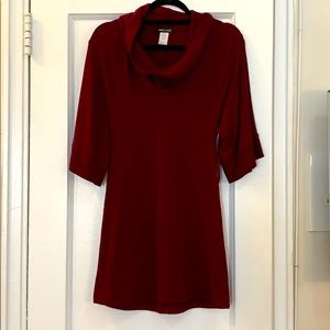 Burgundy Cowl-Neck Sweater Dress with belt loops